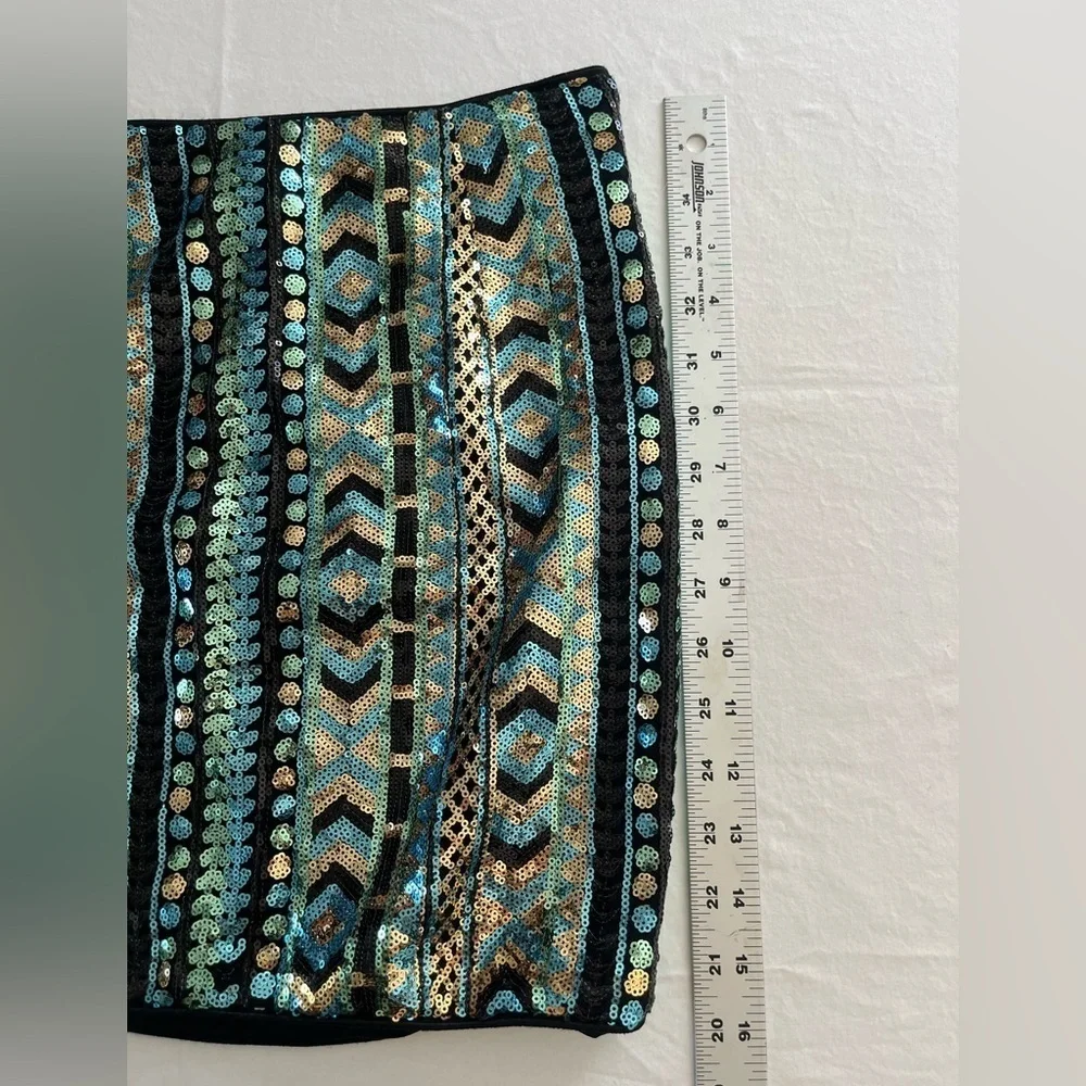 ARK & CO. aquatic colors sequined short skirt sz M swifty festival rave glam